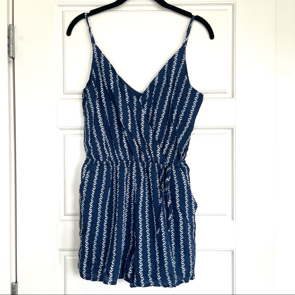 NWT Navy + White Romper